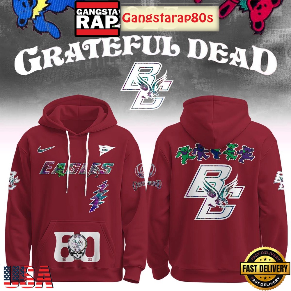 Boston College Eagles x Grateful Dead 60 Years Unisex Hoodie