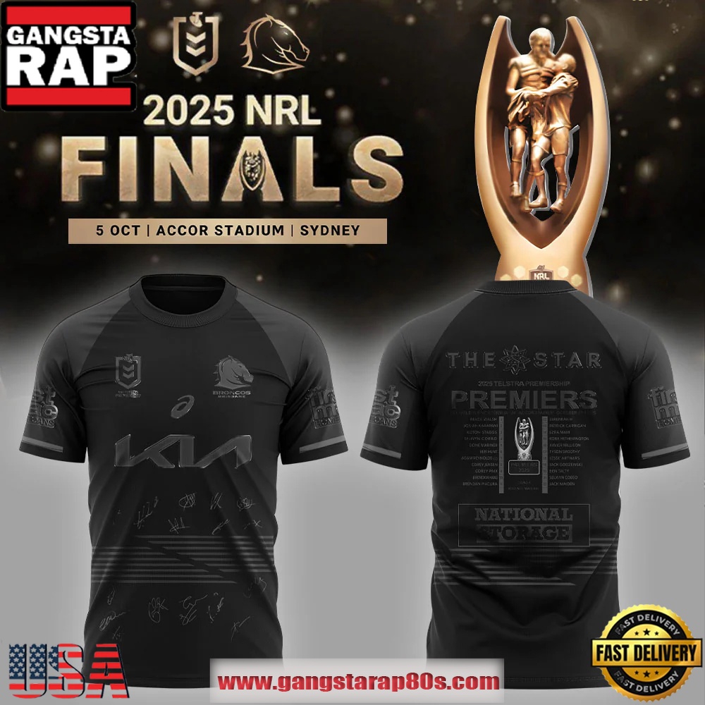Brisbane Broncos NRL Finals 2025 Champions Signature Combo Black Shirt