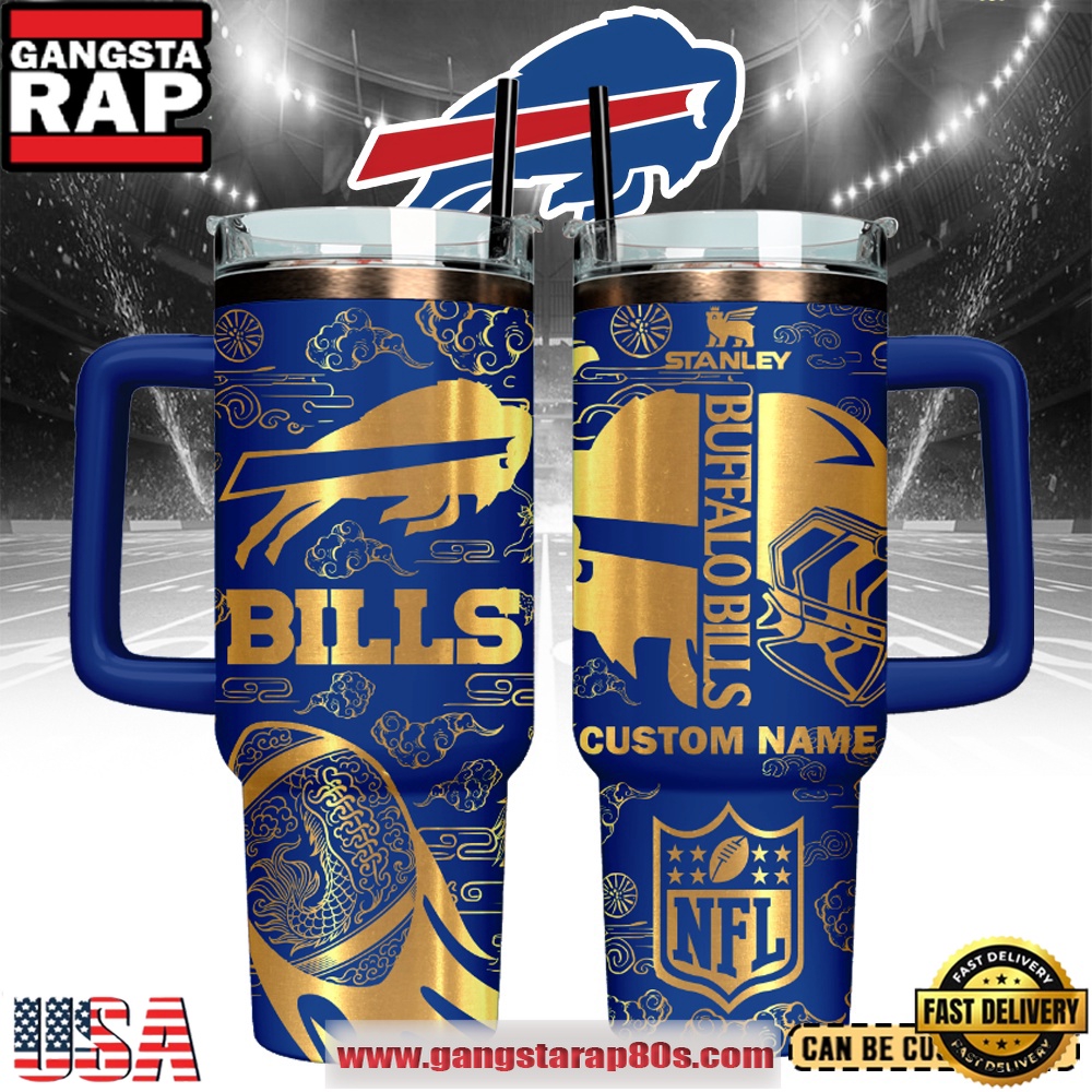 Buffalo Bills Custom Stanley Quencher Tumbler With Handle 40oz Buffalo Bills Custom Stanley Quencher Tumbler With Handle 40oz