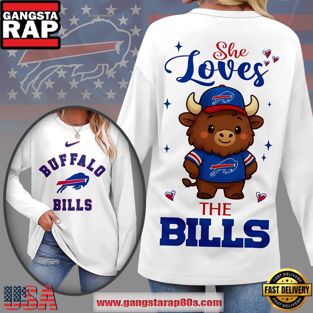 Buffalo Bills NFL Cute Mascot Long Sleeve 2025 Women's Shirt