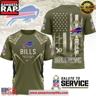 Buffalo Bills NFL Salute to Service 2025 Special Camo 3D Shirt