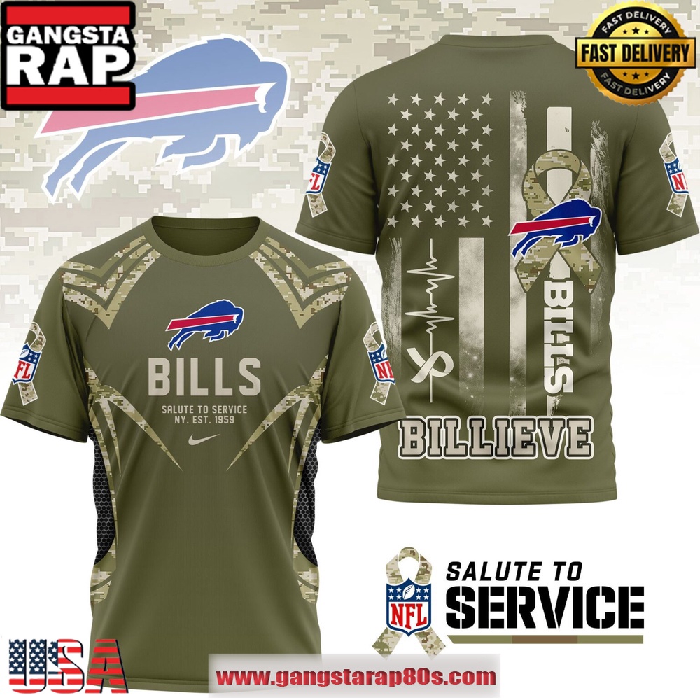 Buffalo Bills NFL Salute to Service 2025 Special Camo 3D Shirt