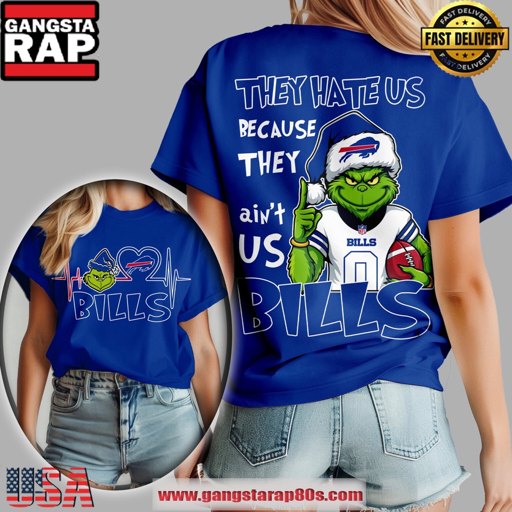 Buffalo Bills NFL x Grinch They Hate Us Blue Women's 3D Shirt