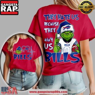 Buffalo Bills NFL x Grinch They Hate Us Women's Shirt - Red