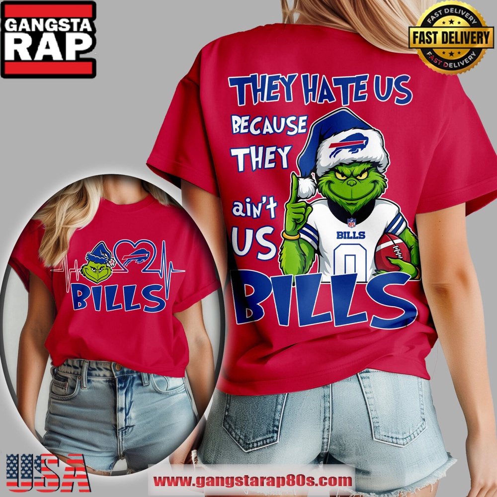 Buffalo Bills NFL x Grinch They Hate Us Women's Shirt - Red Buffalo Bills NFL x Grinch They Hate Us Women's Shirt - Red