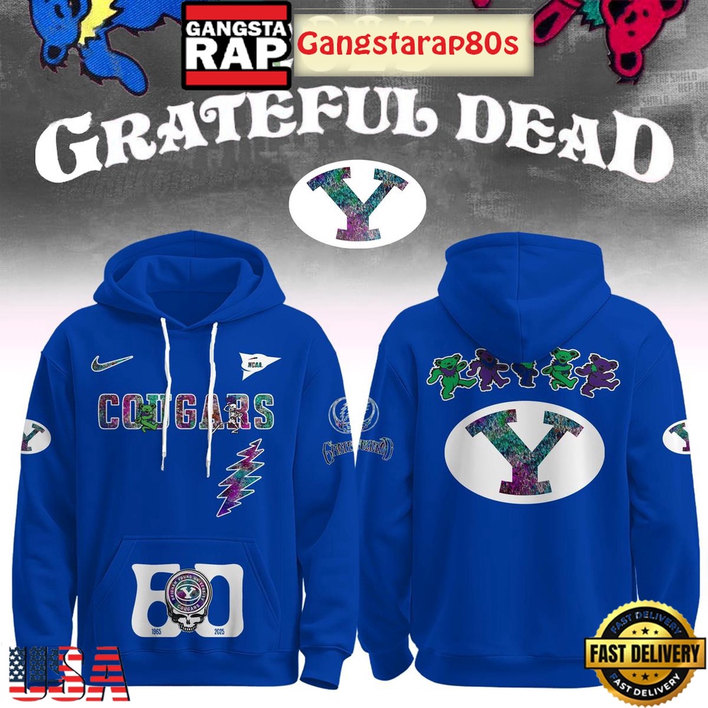 BYU Cougars x Grateful Dead 60 Years Unisex Hoodie