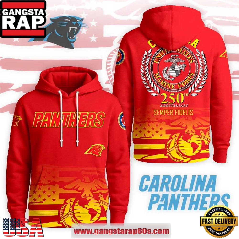 Carolina Panthers NFL USMC 250th Birthday 2025 Hoodie