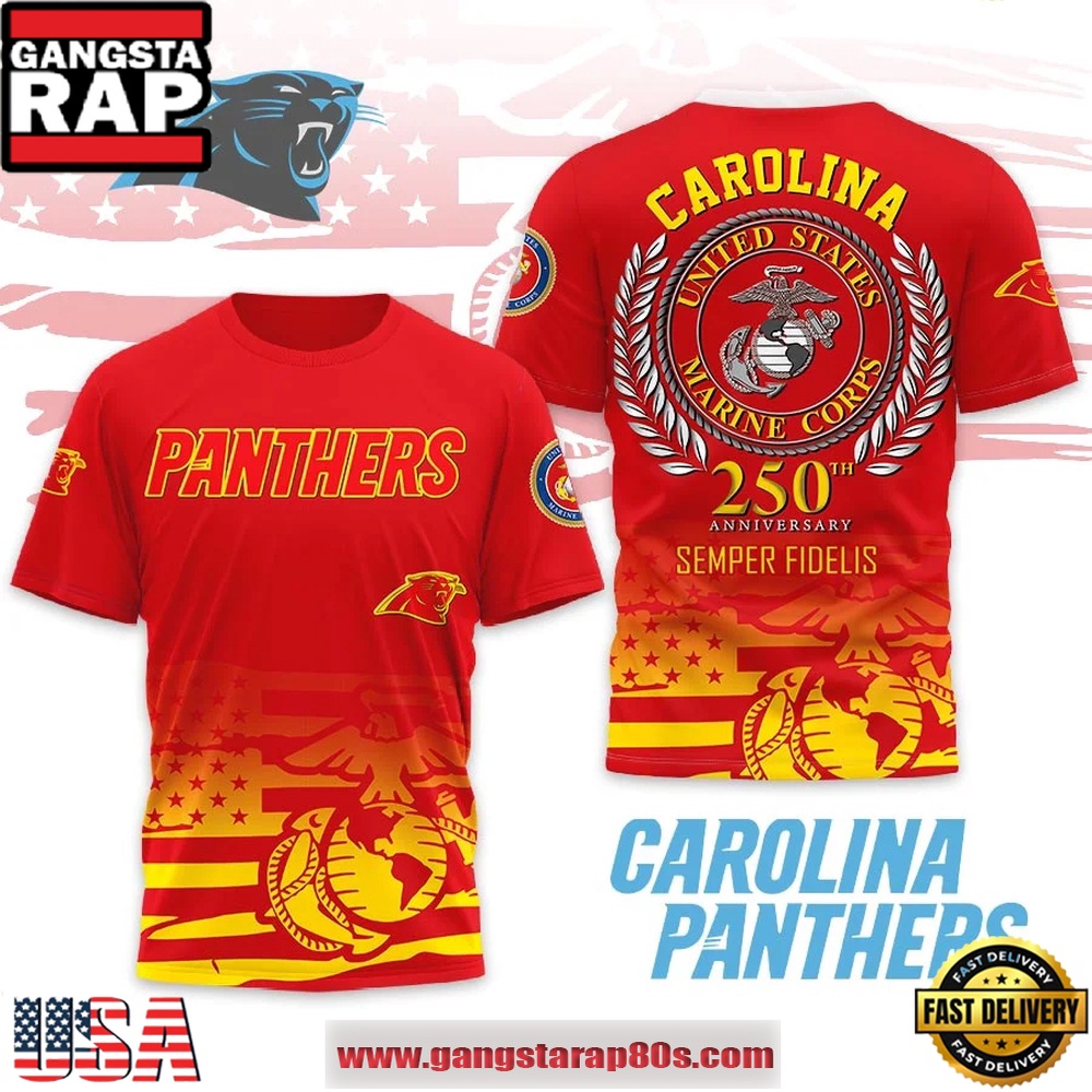 Carolina Panthers NFL USMC 250th Birthday 2025 T Shirt