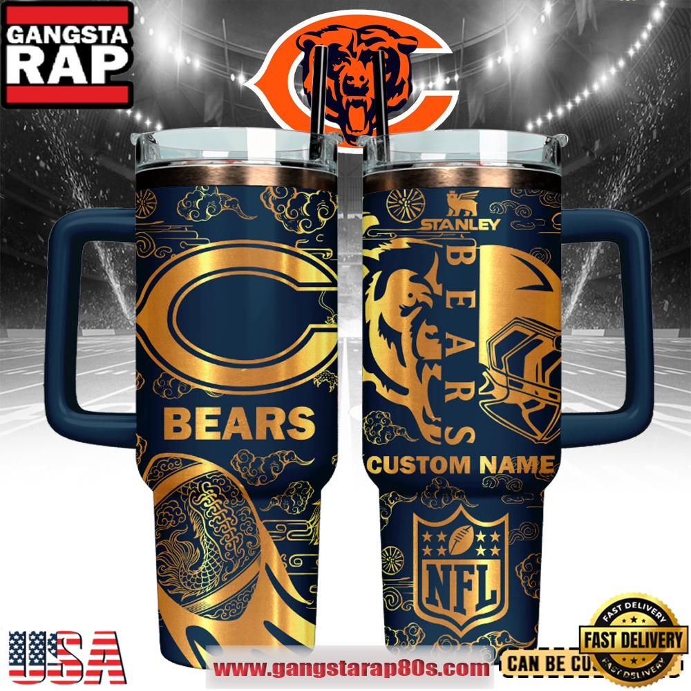 Chicago Bears Custom Stanley Quencher Tumbler With Handle 40oz