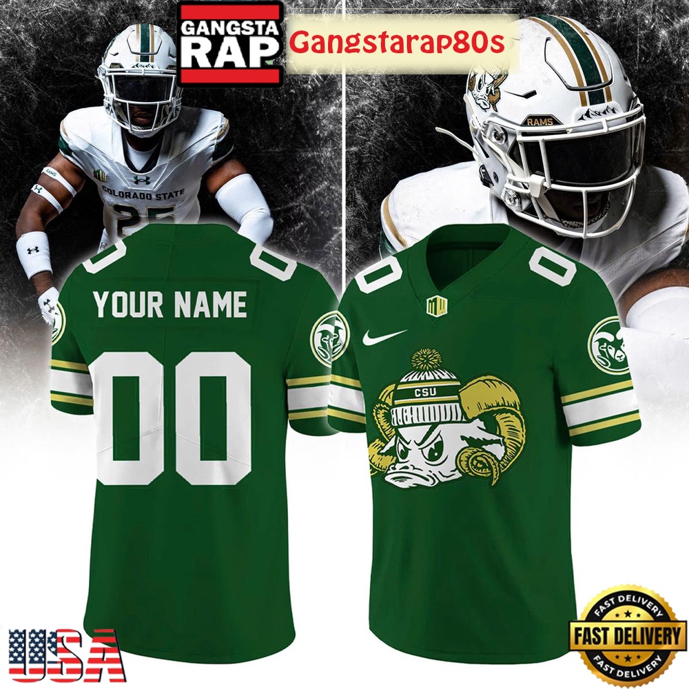 Colorado State Rams Snow Days Green Custom Football Jersey