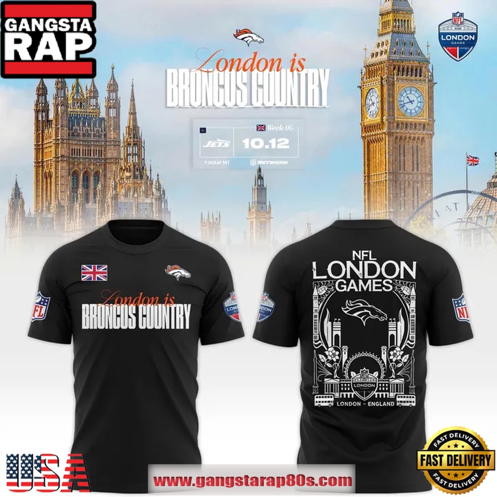 Denver Broncos NFL London Game 2025 Limited Black Unisex T Shirt
