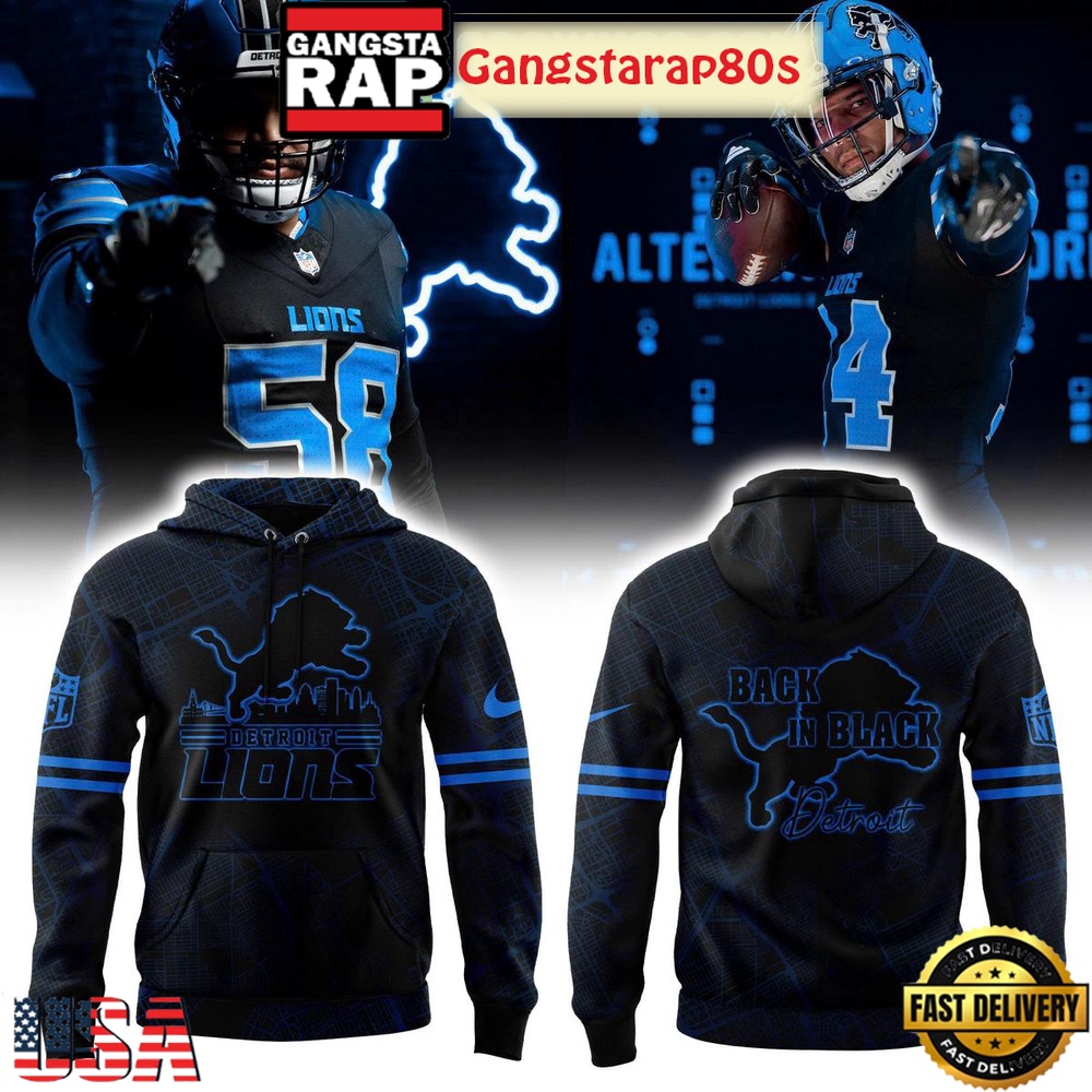 Detroit Lions Back In Black Special Edition All Over Print Hoodie