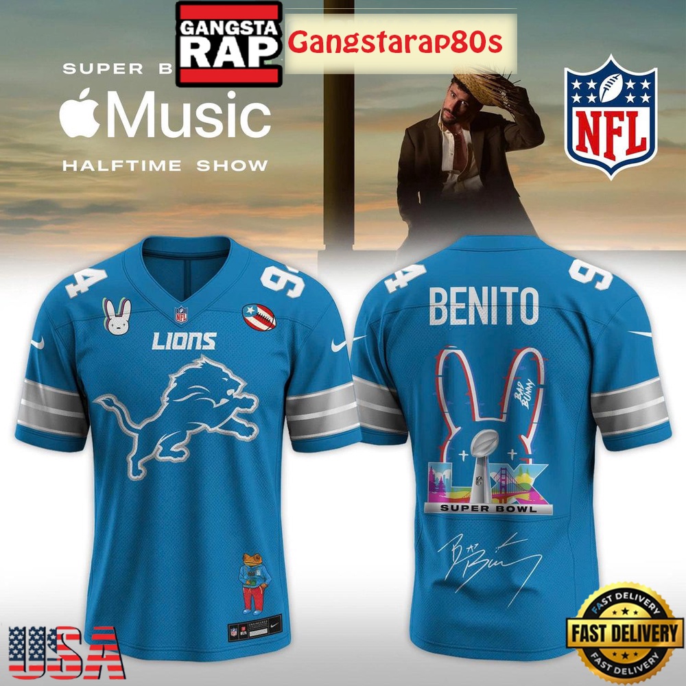 Detroit Lions Bad Bunny 2026 Super Bowl LX 2026 Best Haltime Show Custom Football Jersey