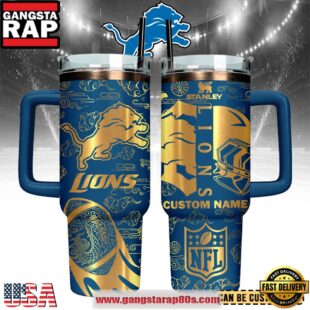 Detroit Lions Custom Stanley Quencher Tumbler With Handle 40oz
