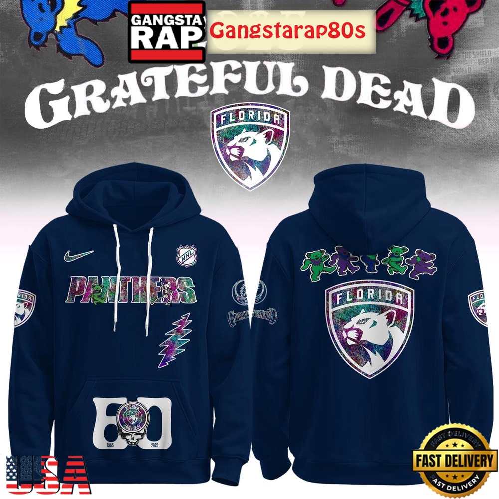 Florida Panthers Grateful Dead 60 Years Special Edition All Over Print Hoodie