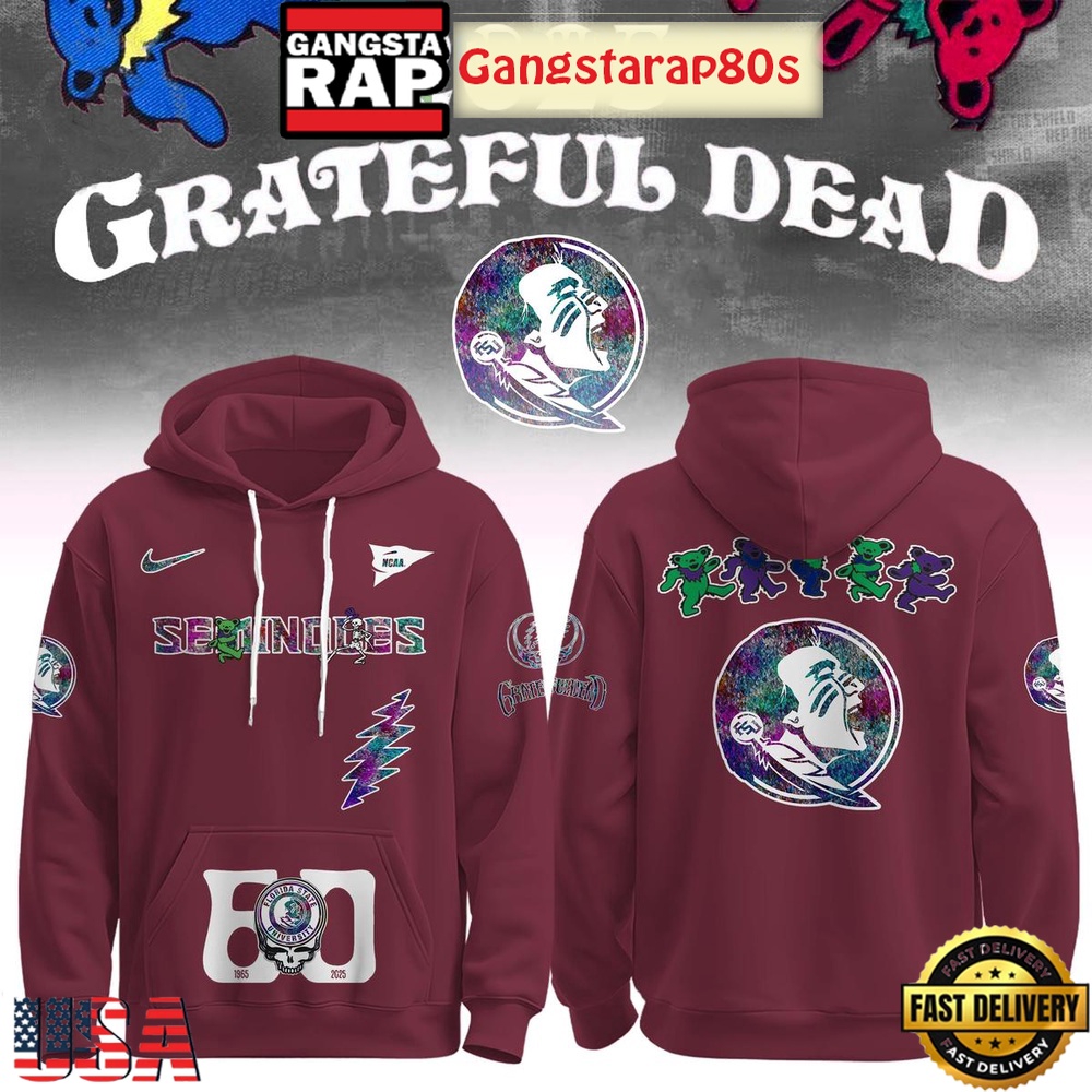 Florida State Seminoles x Grateful Dead 60 Years Unisex Hoodie