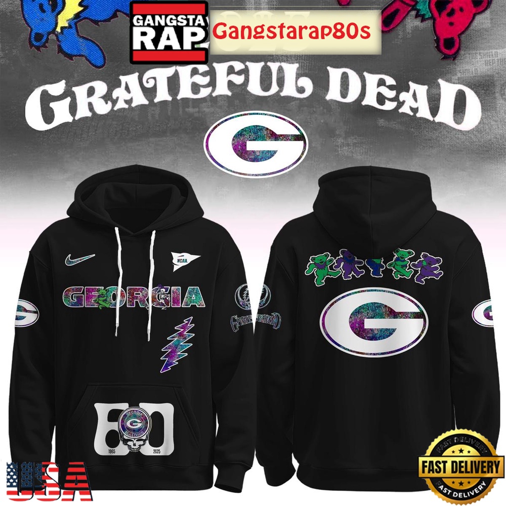 Georgia Bulldogs Grateful Dead 60 Years 2025 Special Edition All Over Print Hoodie