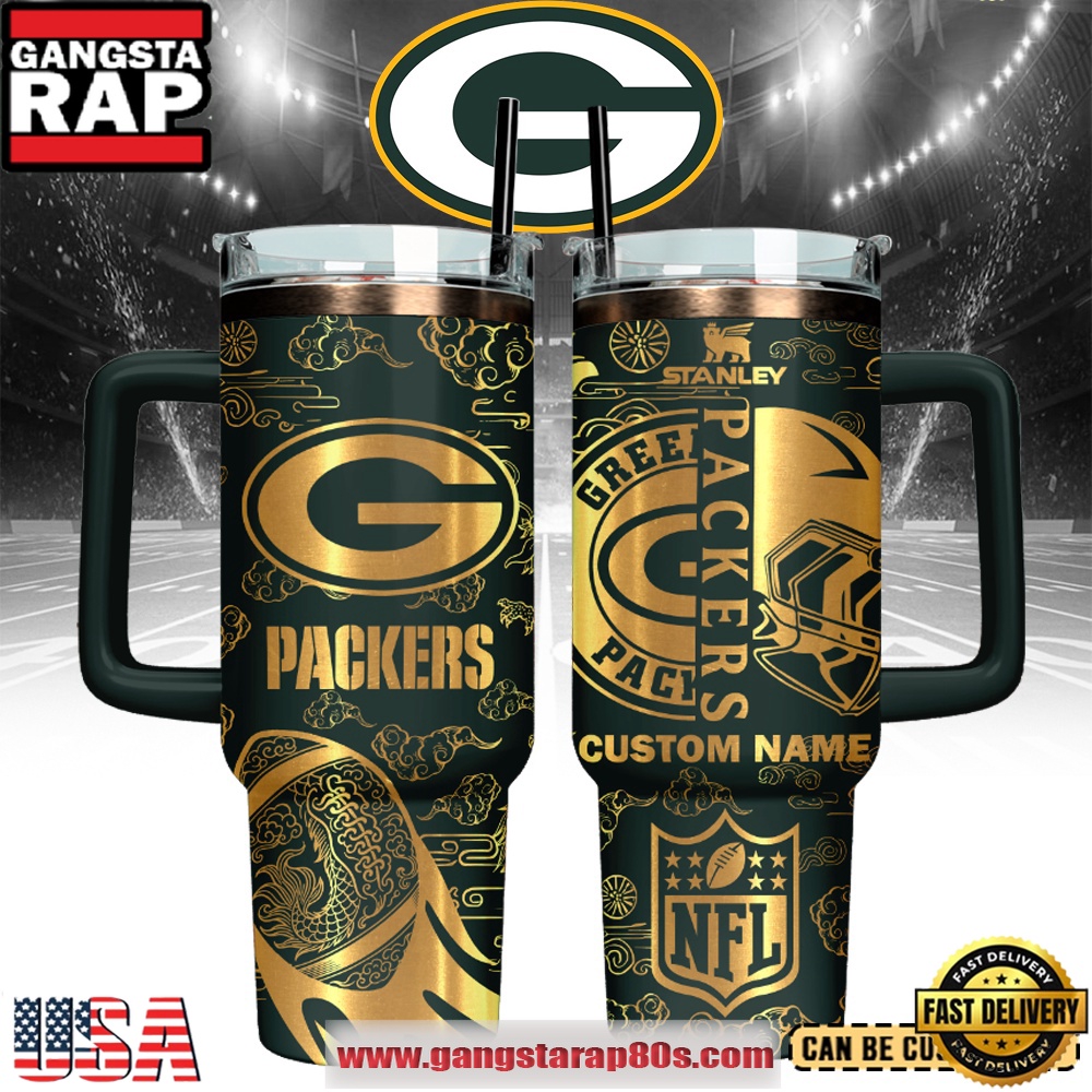 Green Bay Packers Custom Stanley Quencher Tumbler With Handle 40oz