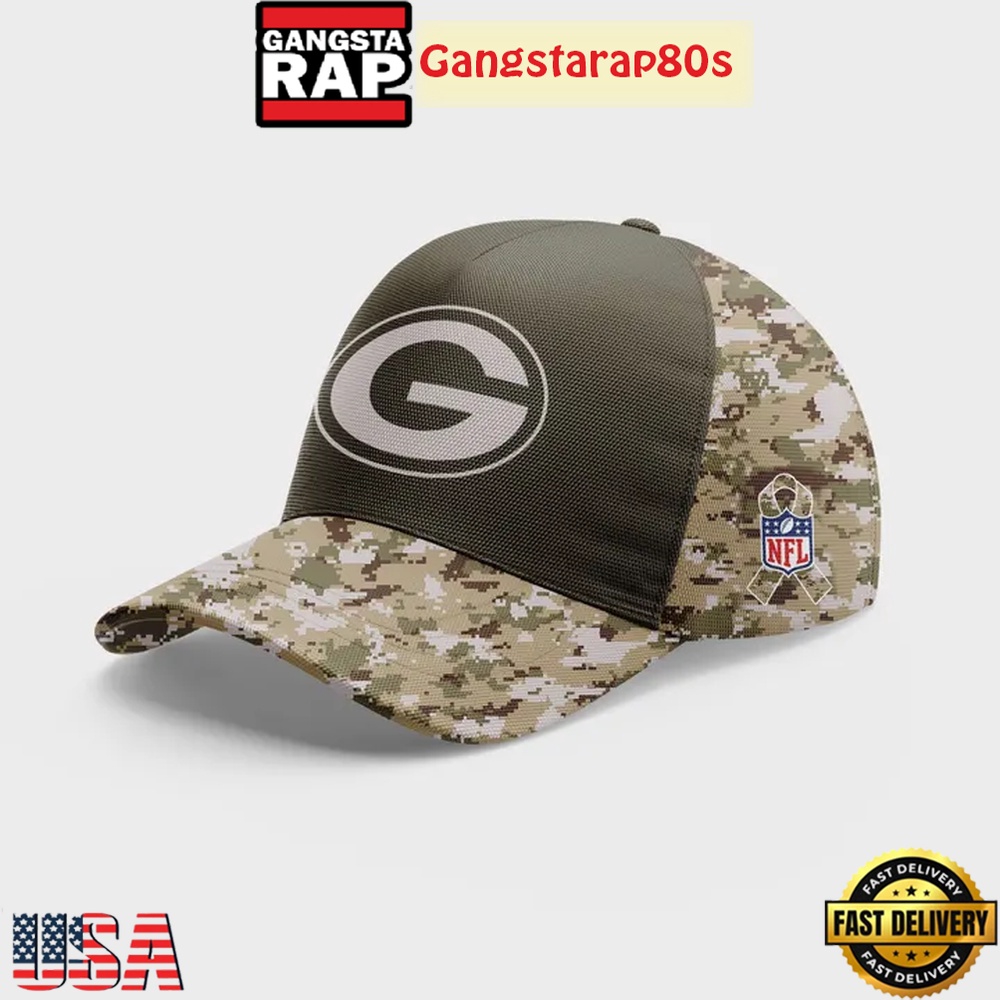 Green Bay Packers Nike Olive-Camo Salute to Service 2025 Classic Cap Hats
