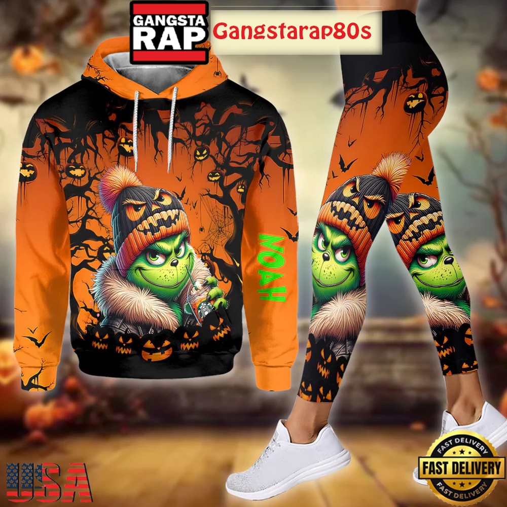 Green Halloween Custom Name Stole Christmas 2025 Hoodie Leggings Set