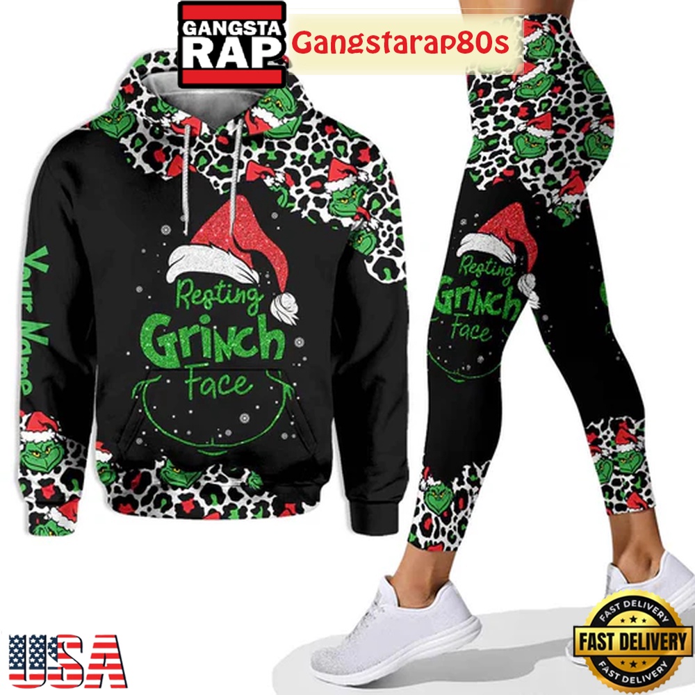 Grinchmas Merry Christmas Custom Name Hoodie Leggings Set