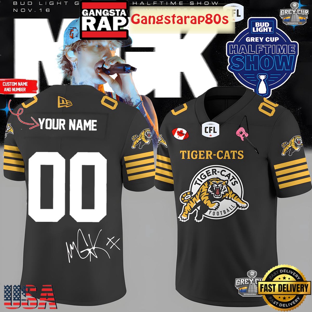 Hamilton Tiger-Cats x Machine Gun Kelly 2025 Custom Football Jersey
