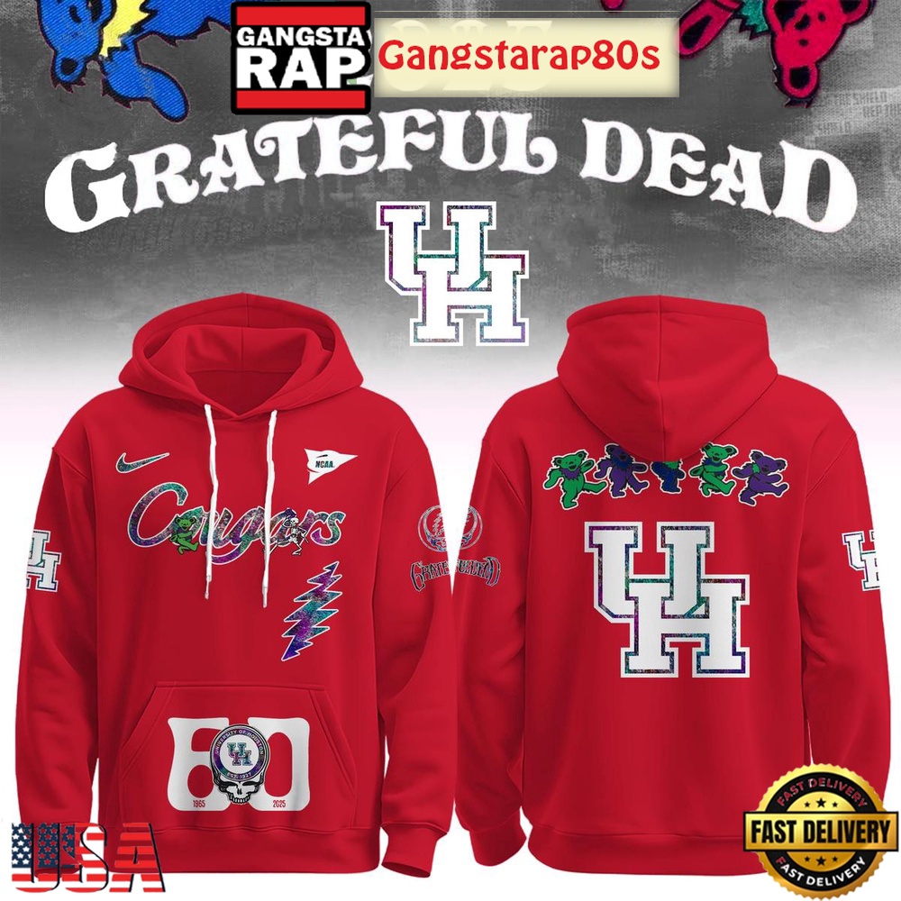 Houston Cougars x Grateful Dead 60 Years Unisex Hoodie