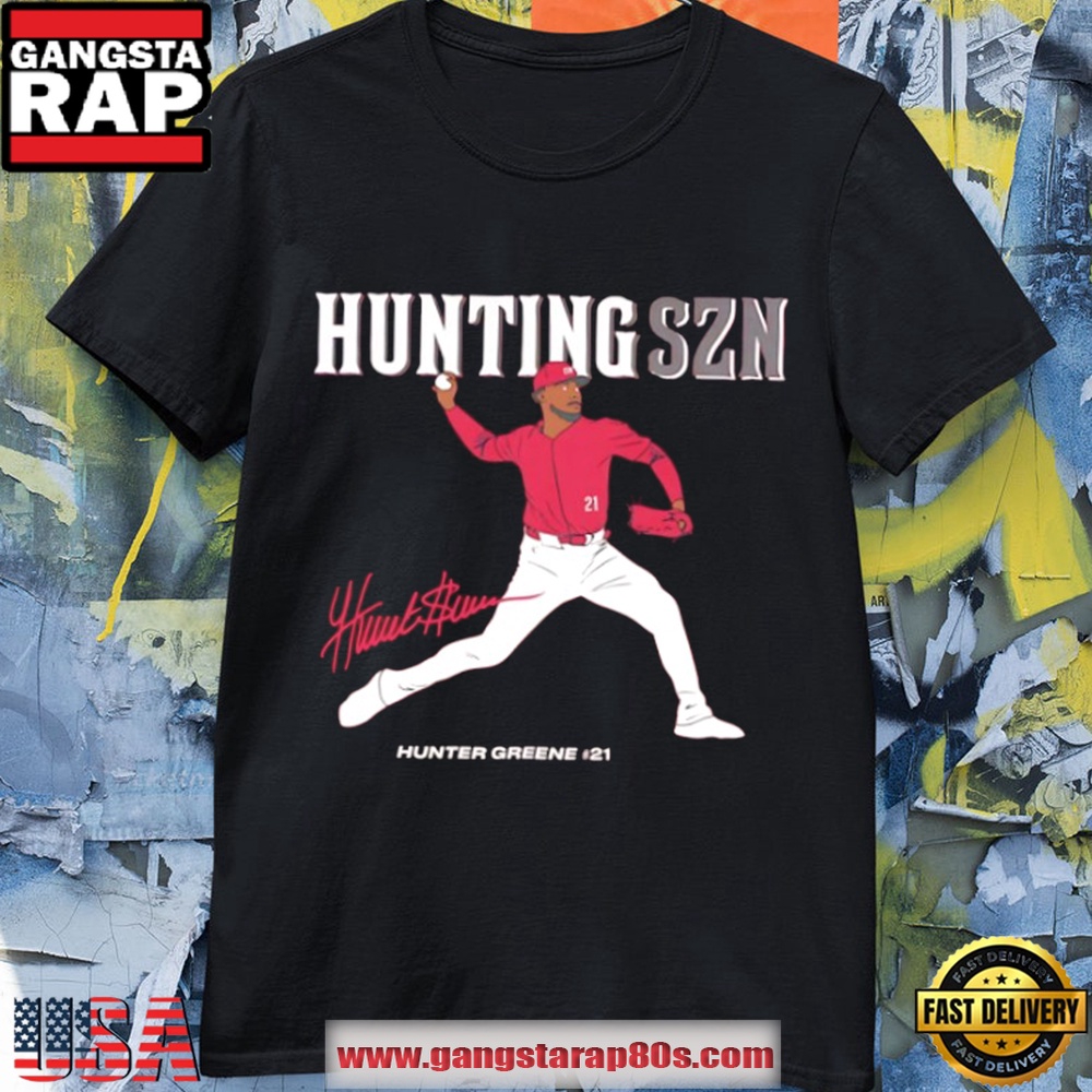 Hunter Greene Szn 21 Cincinnati Reds Player Autographed T Shirt Hunter Greene Szn 21 Cincinnati Reds Player Autographed T Shirt
