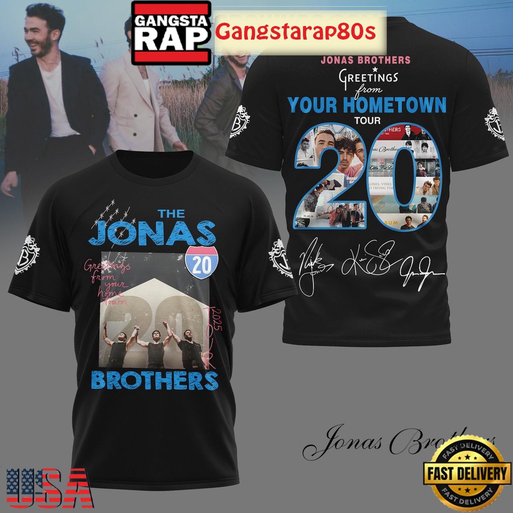 Jonas Brothers Greeting From Your Hometown Tour 20 Years 3D Shirt