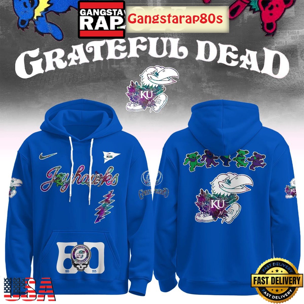 Kansas Jayhawks x Grateful Dead 60 Years Unisex Hoodie