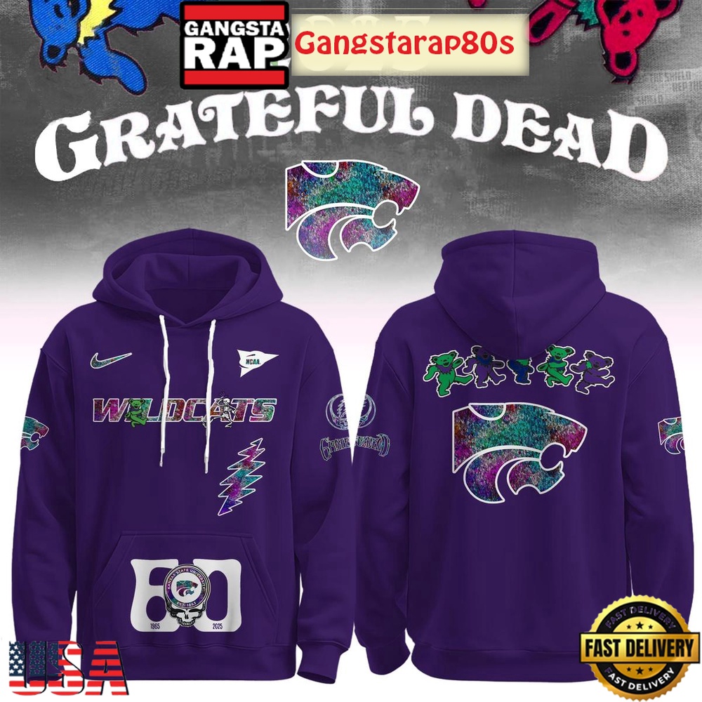 Kansas State Wildcats x Grateful Dead 60 Years Unisex Hoodie