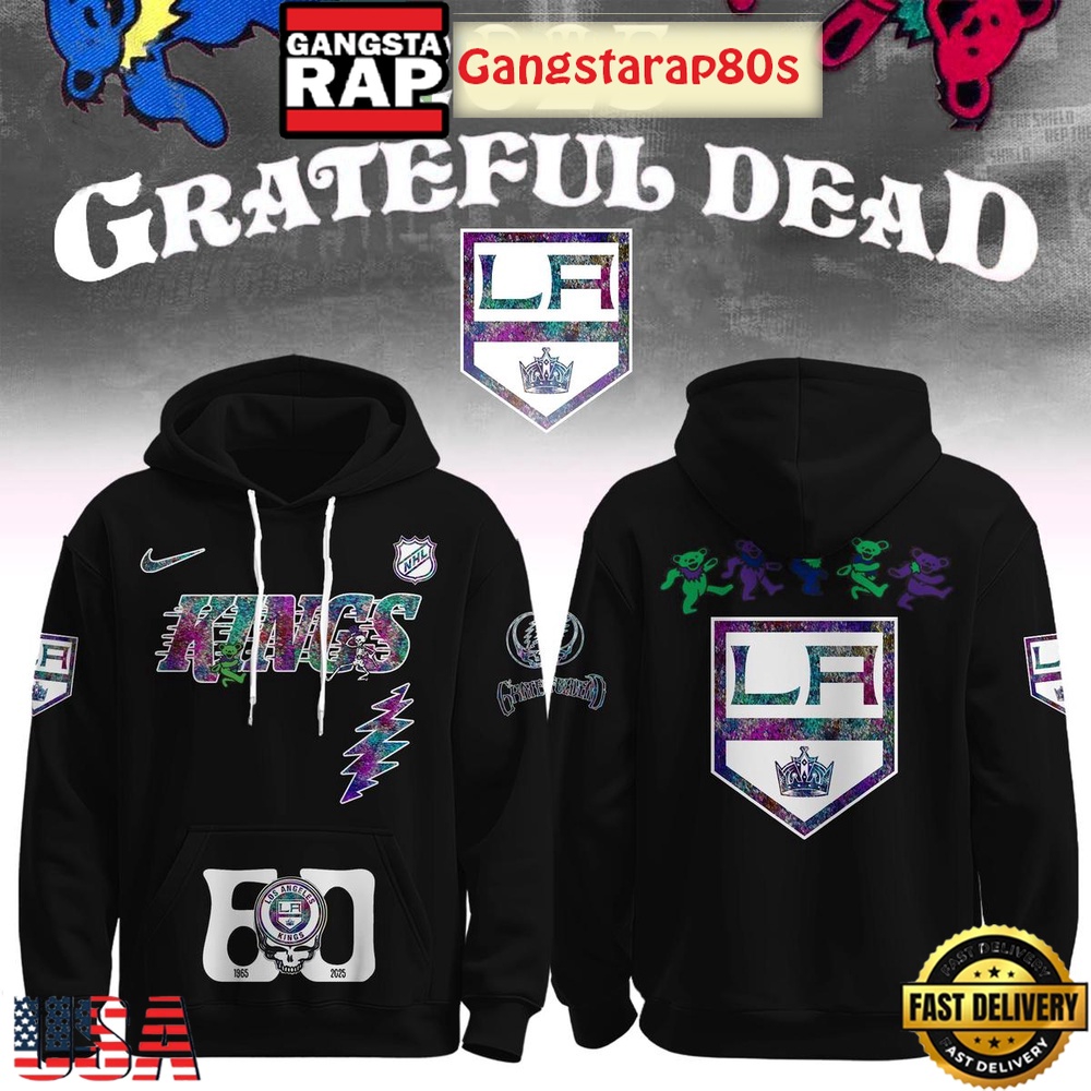 Los Angeles Kings Grateful Dead 60 Years Special Edition All Over Print Hoodie