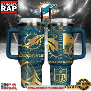 Miami Dolphins Custom Stanley Quencher Tumbler With Handle 40oz