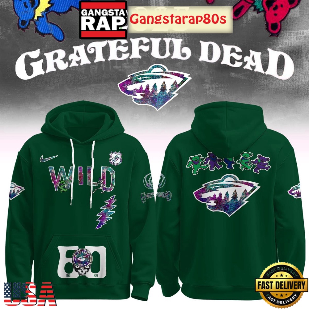 Minnesota Wild Grateful Dead 60 Years Special Edition All Over Print Hoodie