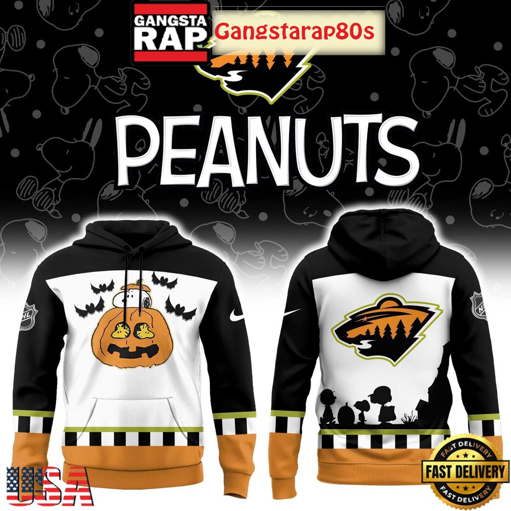 Minnesota Wild Snoopy Peanuts Halloween 2025 Unisex Hoodie