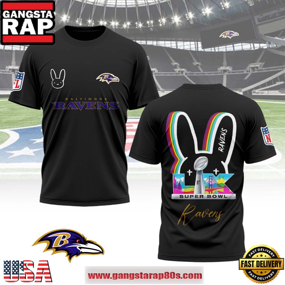 Mistmerch Baltimore Ravens x Bad Bunny Super Bowl LX 2026 All Over Print Shirt