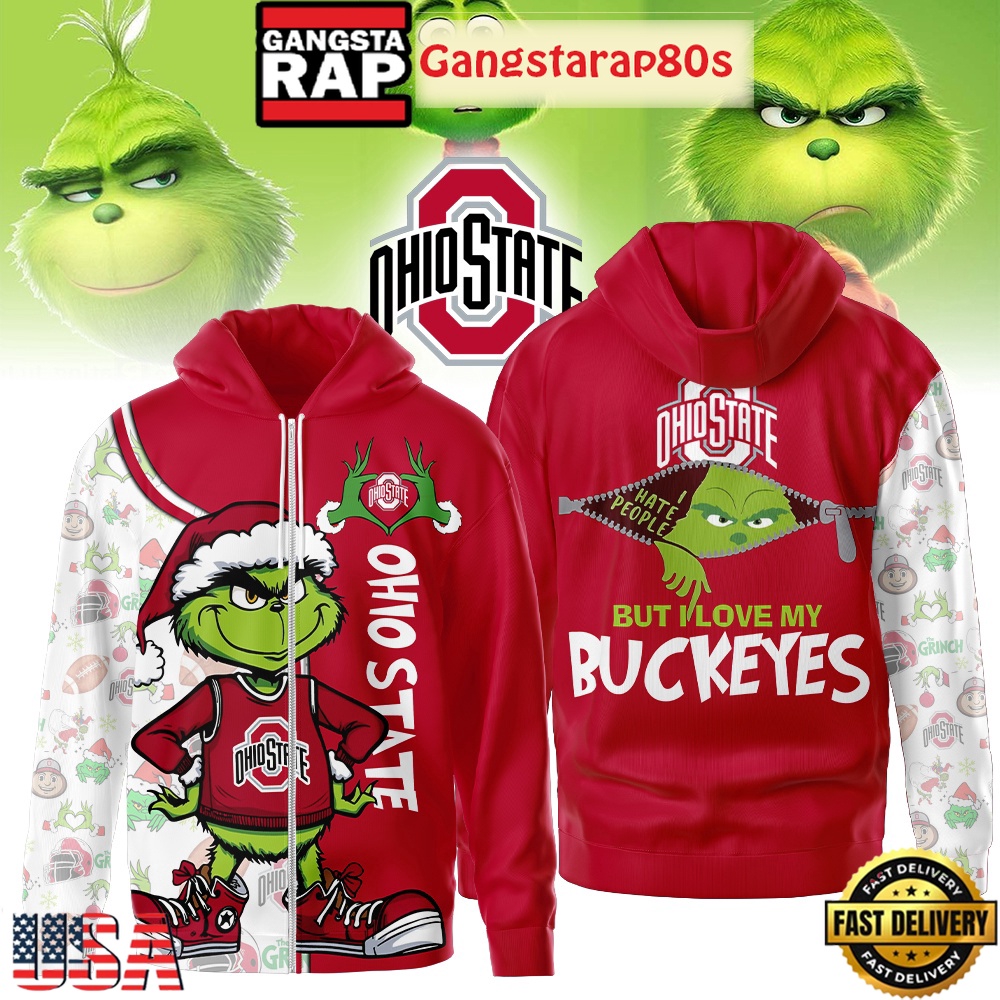 NCAA Ohio State Buckeyes Funny Grinch Football 2025-2026 Zip Hoodie Shirt NCAA Ohio State Buckeyes Funny Grinch Football 2025-2026 Zip Hoodie Shirt