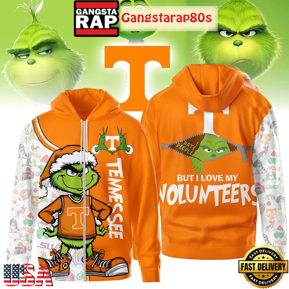 NCAA Tennessee Volunteers Funny Grinch Football 2025-2026 Zip Hoodie Shirt