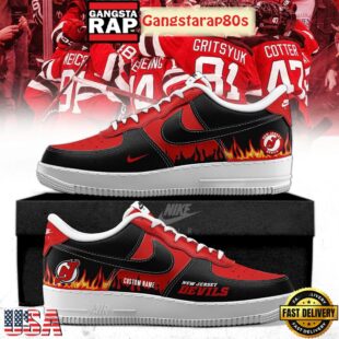 New Jersey Devils Special Edition Custom Name Air Force 1 Running Sneakers Shoes