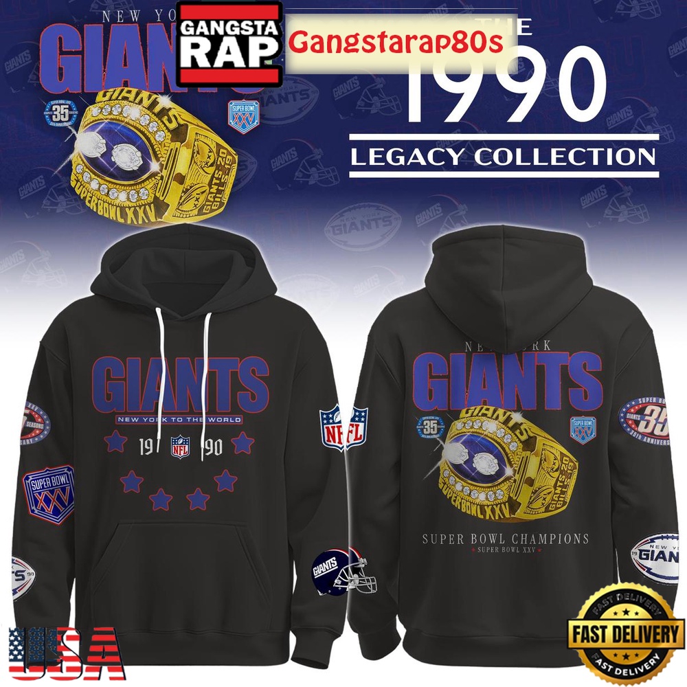 New York Giants Vintage 1990 Legacy Collection All Over Print Hoodie