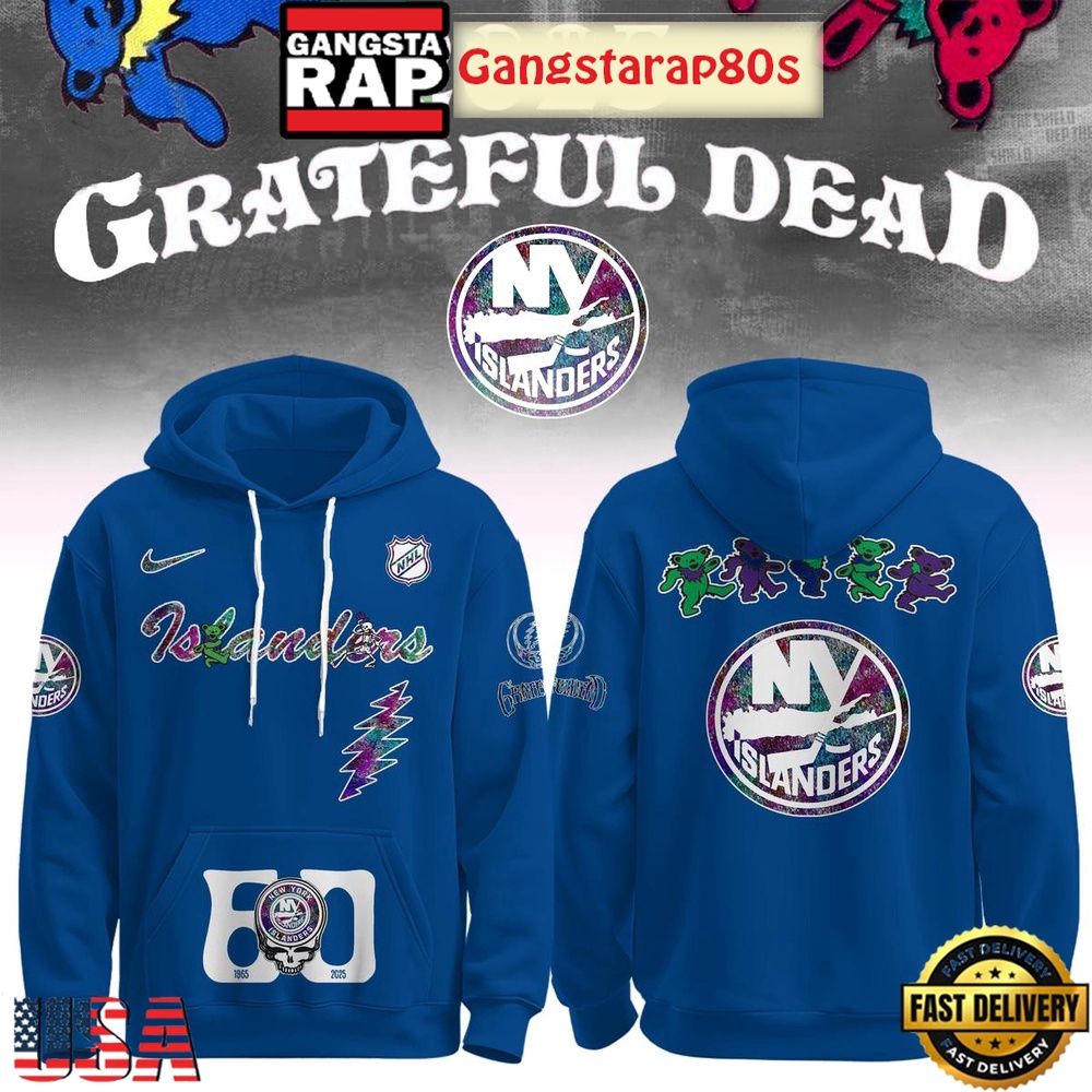 New York Islanders Grateful Dead 60 Years Special Edition All Over Print Hoodie