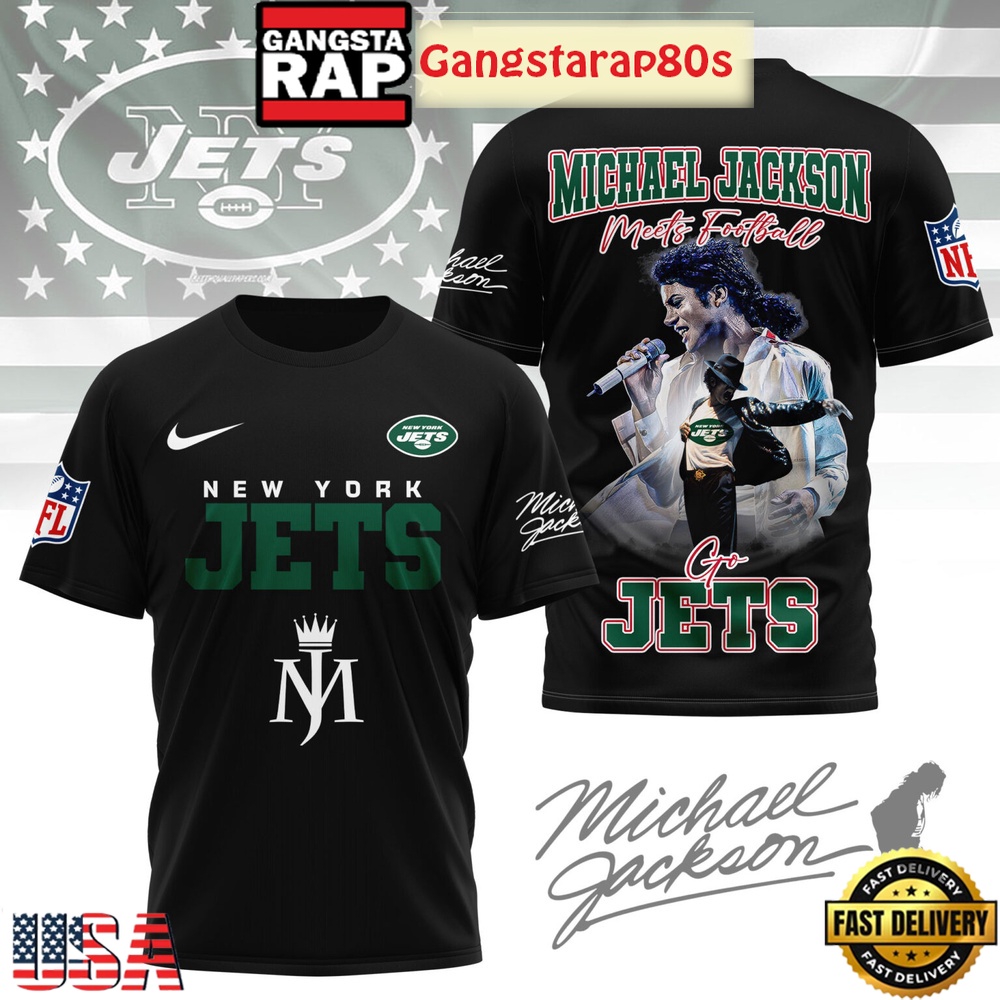 New York Jets NFL Michael Jackson Fan Black 3D Shirt