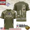 NFL Baltimore Ravens Salute to Service 2025 Play Like A Rave 3D Shirt