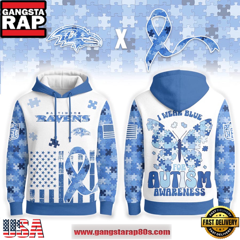 NFL Baltimore Ravens x Autism Awareness 2025 Blue Unisex Hoodie