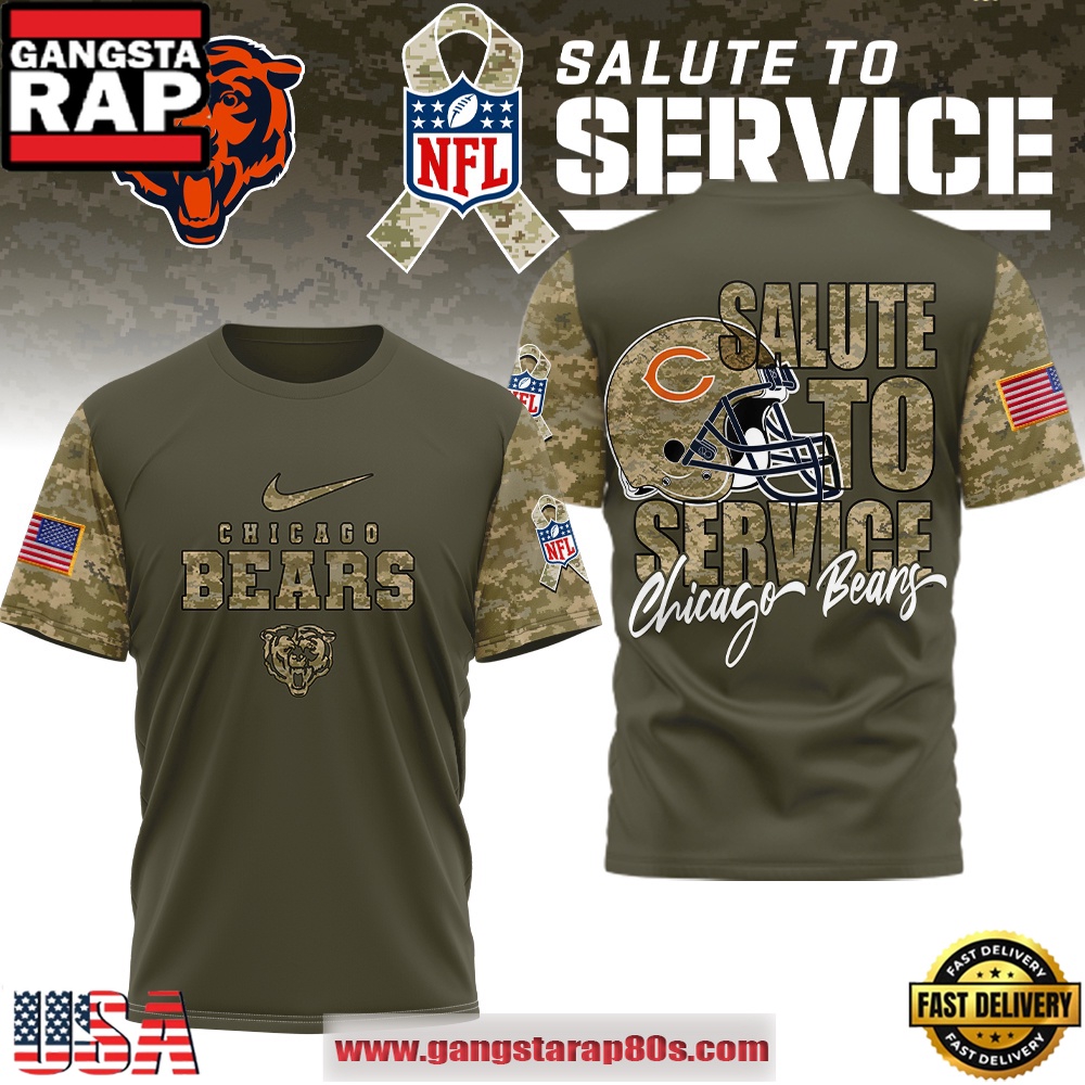 NFL Chicago Bears Salute To Service 2025 Military Tribute Shirt