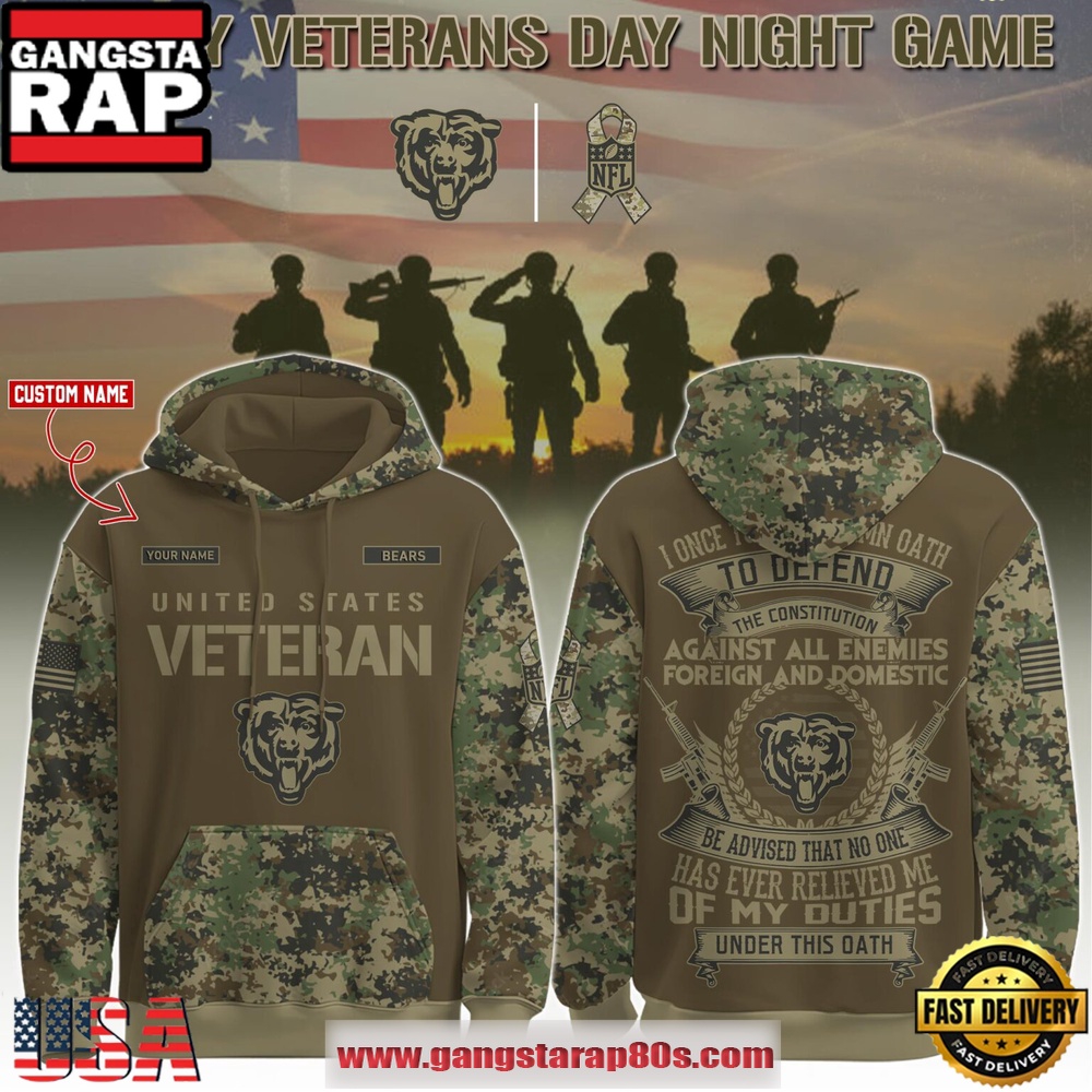 NFL Chicago Bears U.S Veteran I Once Took a Solemn Oath to Defend the Constitution Custom Hoodie