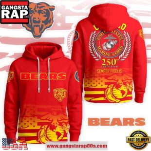 NFL Chicago Bears USMC 250th Birthday Limited Edition Hoodie Shirt