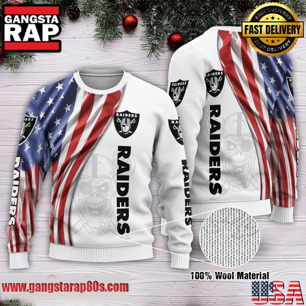 NFL Las Vegas Raiders Flag New Edition 2025 Ugly Christmas Sweater