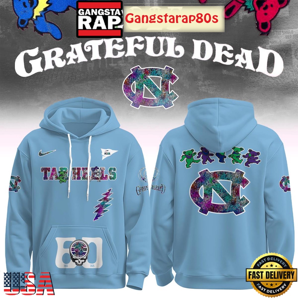 North Carolina Tar Heels x Grateful Dead 60 Years Unisex Hoodie