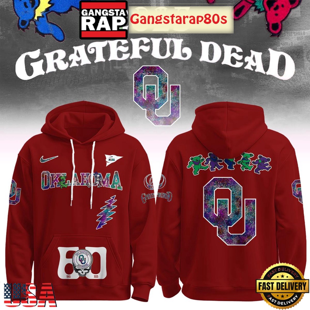 Oklahoma Sooners Grateful Dead 60 Years 2025 Special Edition All Over Print Hoodie